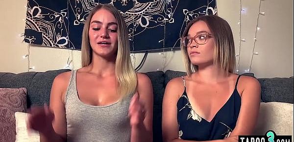  Blonde teen lesbians Katie Kush and Kenzie Madison tasting each others fresh pussies